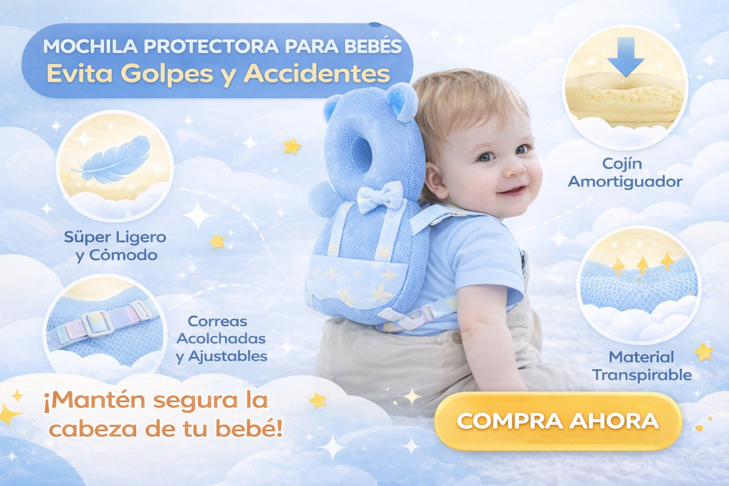 Almohada Protectora de Cabeza para Bebe
